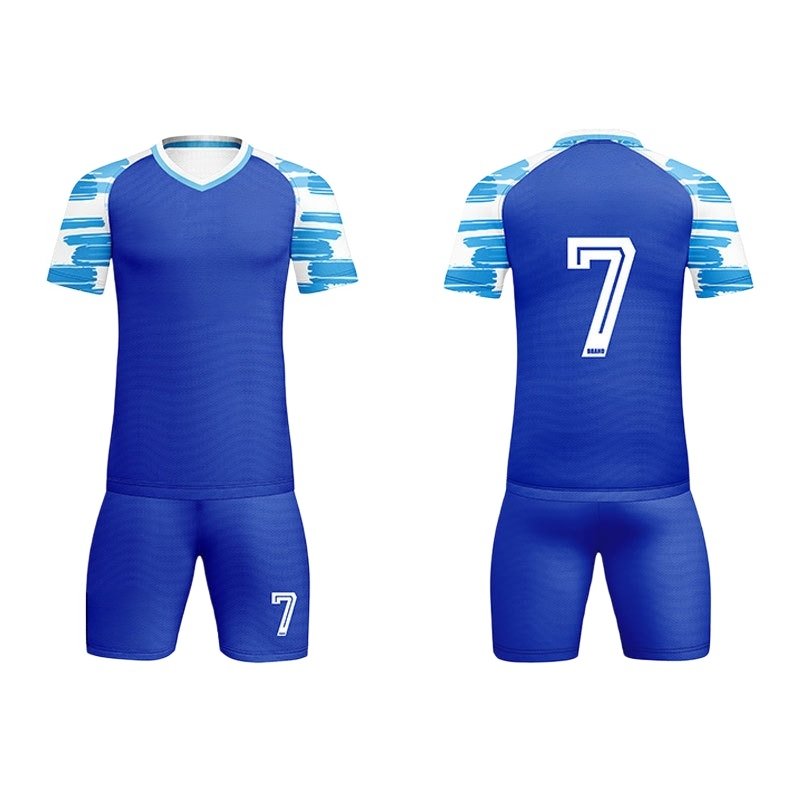 10-1.jpg Blue Brush-Stroke Print Complete Soccer Jersey Short Set - Image 1