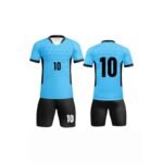 Light Blue Black Patterned Complete Soccer Jersey Set