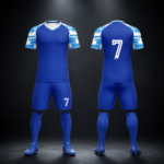 Blue Brush-Stroke Print Complete Soccer Jersey Short Set - Image 2