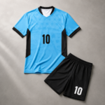 Light Blue Black Patterned Complete Soccer Jersey Set - Image 2
