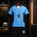 Light Blue Black Patterned Complete Soccer Jersey Set - Image 3