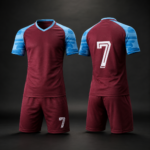 Maroon Light-Blue Print Complete Soccer Jersey Short Set - Image 4