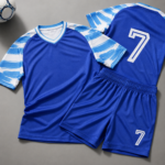 Blue Brush-Stroke Print Complete Soccer Jersey Short Set - Image 3