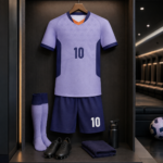 Lavender Dark-Blue Patterned Soccer Uniform Set - Image 4