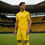 Yellow Geometric Print Complete Soccer Jersey Set - Image 3