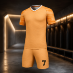 Orange Brush Stroke Design Complete Mens Soccer Uniform - Image 3