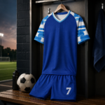 Blue Brush-Stroke Print Complete Soccer Jersey Short Set - Image 4