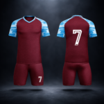 Maroon Light Blue Accent Complete Soccer Uniform Set For Men - Image 2