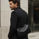 Black Pebbled Texture Barrel Crossbody Shoulder Bag - Image 3