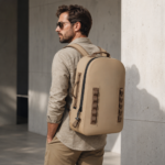 Khaki Hard-Shell Utility Travel Laptop Backpack - Image 3