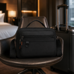 Black Multi-Pocket Nylon Messenger Shoulder Bag - Image 3