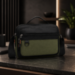 Green Black Contrast Multi-Pocket Men’s Crossbody Bag - Image 2