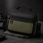 Green Black Contrast Multi-Pocket Men’s Crossbody Bag - Image 4