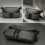Dark Green Water Resistant Utility Messenger Crossbody Bag - Image 2