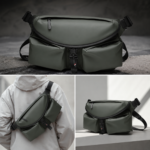 Dark Green Water Resistant Utility Messenger Crossbody Bag - Image 4