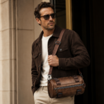 Brown Vintage Cylinder Barrel Crossbody Bag For Men - Image 3