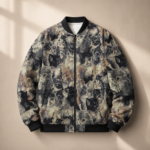 Vintage Cat Print Zip Up Mens Bomber Jacket - Image 2