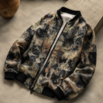 Vintage Cat Print Zip Up Mens Bomber Jacket - Image 3