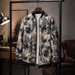 Vintage Cat Print Zip Up Mens Bomber Jacket - Image 4