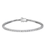 Silver-Tone Round Stone Tennis Bracelet