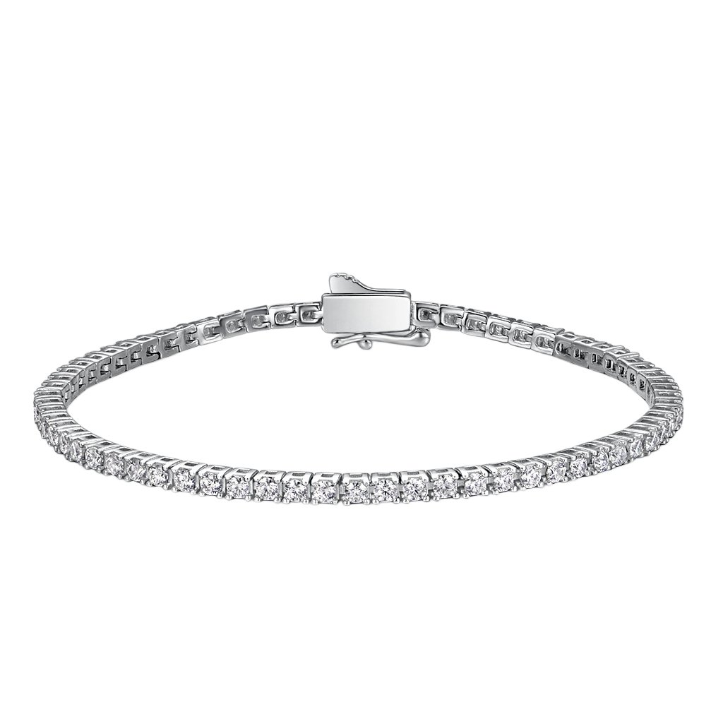 3-2.jpg Silver-Tone Round Stone Tennis Bracelet - Image 1