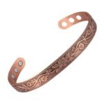 Vintage Floral Engraved Copper Open Cuff Bracelet