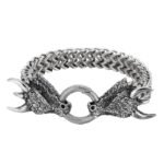 Antique Silver Dragon Head Chain Bracelet For Men
