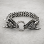 Antique Silver Dragon Head Chain Bracelet For Men - Image 2