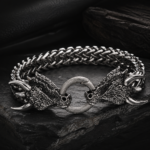 Antique Silver Dragon Head Chain Bracelet For Men - Image 4