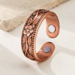 Vintage Floral Embossed Copper Tone Open Ring - Image 2