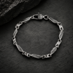 Antique Engraved Text Link Chain Mens Bracelet - Image 2