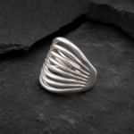 Silver Multi-Layer Open Band Statement Ring For Men - Image 4