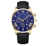 Gold Case Blue Dial Moon-Phase Men’s Wrist Watch