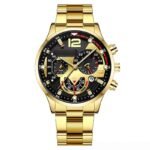 Gold-Tone Multi-Dial Sport Men Wrist Watch