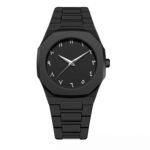 Matte Black Octagonal Arabic Numeral Casual Wrist Watch
