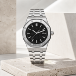 Brushed Octagon Case Grid Dial Men’S Steel Wrist Watch - Image 3