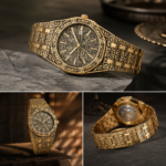 Vintage Engraved Gold Tone Calendar Mens Wrist Watch - Image 2
