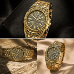 Vintage Engraved Gold Tone Calendar Mens Wrist Watch - Image 3