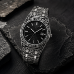 Vintage Carved Metal Band Grid Dial Men’S Wrist Watch - Image 4