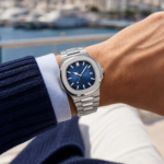 Silver Steel Bracelet Blue Dial Men Wrist Watch - Image 3