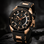 Black Rose Gold Chronograph Sport Wrist Watch For Men - Image 2