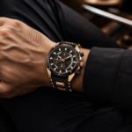 Black Rose Gold Chronograph Sport Wrist Watch For Men - Image 3