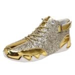Gold Glitter Metallic Upper High-Top Men Sneakers