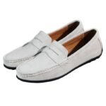 Light Beige Suede Slip-On Penny Loafers For Men