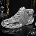 Grey Brown Mixed Panel Casual Men Sneakers - Image 3