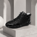Black Glitter Patent Lace-Up Ankle Dance Sneakers - Image 2