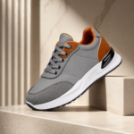 Grey Brown Mixed Panel Casual Men Sneakers - Image 2