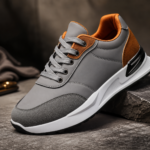 Grey Brown Mixed Panel Casual Men Sneakers - Image 3