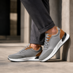 Grey Brown Mixed Panel Casual Men Sneakers - Image 4
