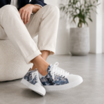 Men Blue Tie-Dye Print Low Top Casual Sneakers - Image 4